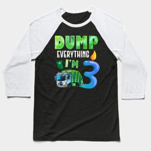 Recycling Trash 3 Years Old Garbage Truck 3rd Birthday Kids Baseball T-Shirt